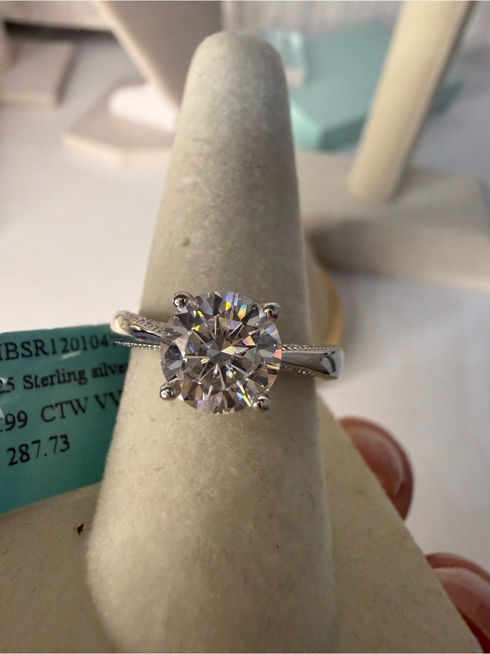 3.99 CTW Sterling Silver Round-Cut Moissanite Ring MSRP $287